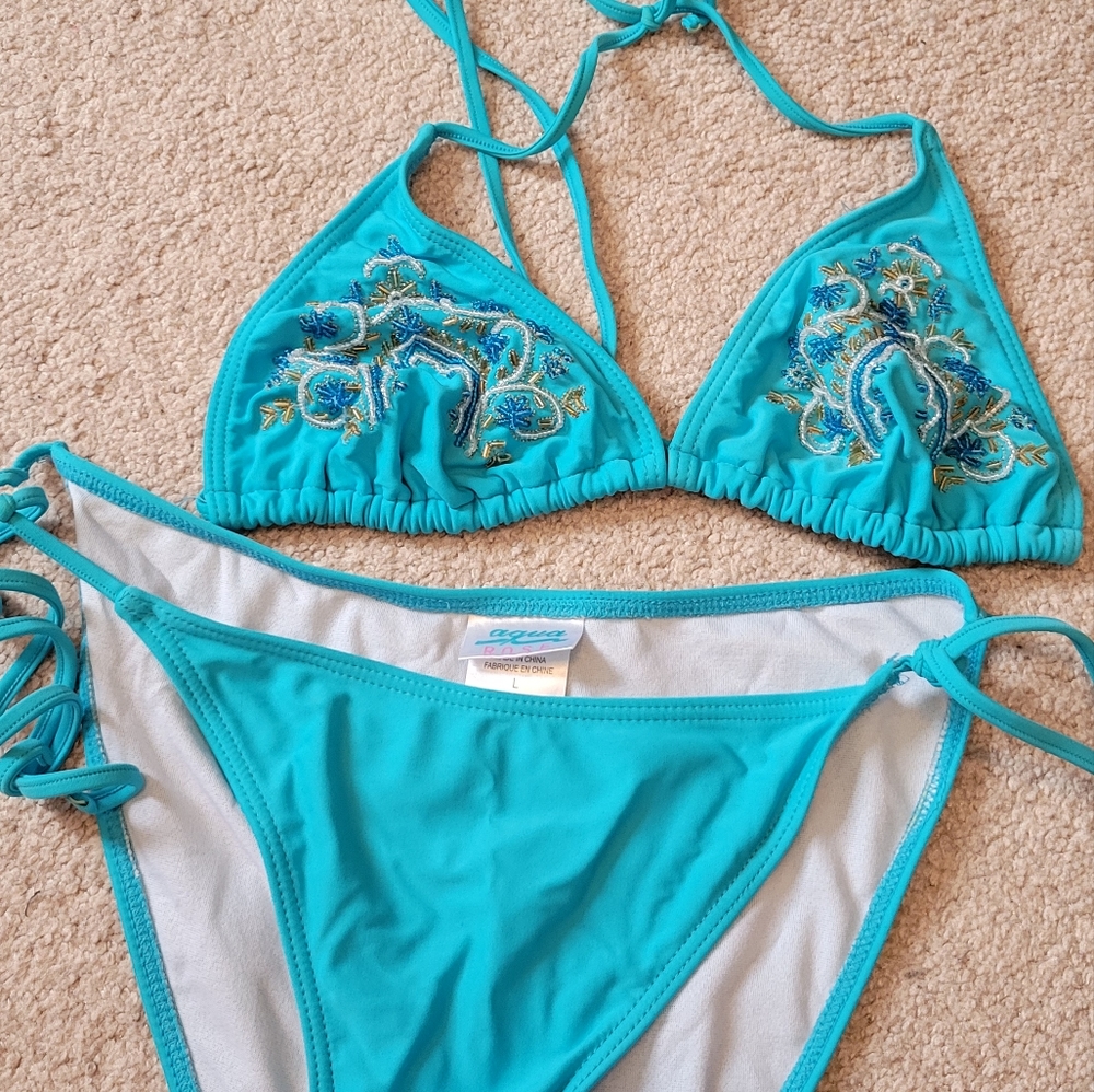 Turquoise beaded bikini